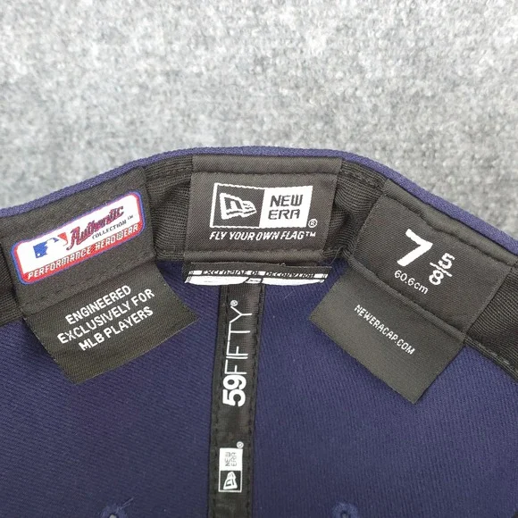 Tampa Bay Rays Hat Players Cap Fitted Navy Blue 7 5/8 MLB Baseball Mens New Era - Picture 6 of 8